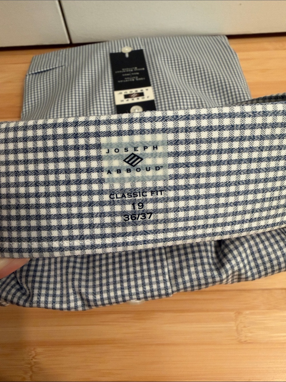 Joseph Abboud Men’s Blue and White Mini-Check Dress Shirt - Picture 5 of 5